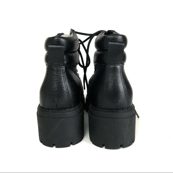 Marc Fisher LTD Nairy Hiking Combat Black Leather Shearling Thick Lug Boots Sz 8 - Picture 7 of 11